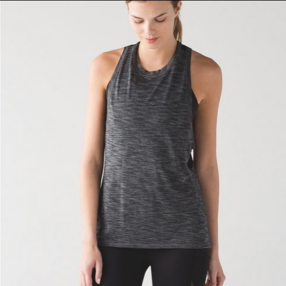 Lululemon Work The Circuit Tank Heathered Black Gray Size 6